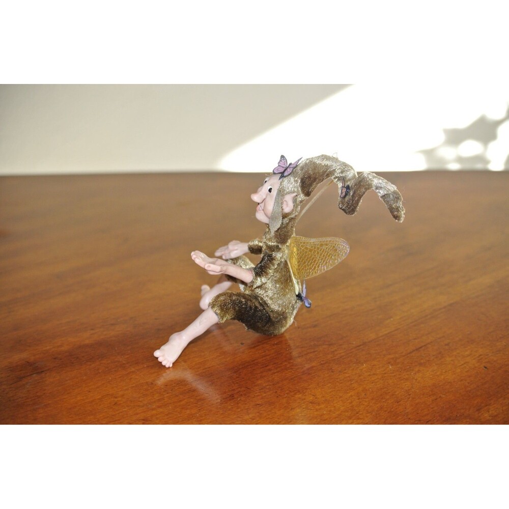 Fairy Figurine Pixie Wood Sprite Butterfly Male Polymer Shelf Sitting Handmade - Picture 6 of 10